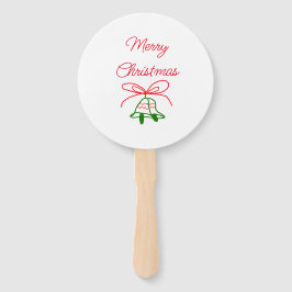 Vrolijk Kerstmis rode boog groene jingle klokken s Handwaaier