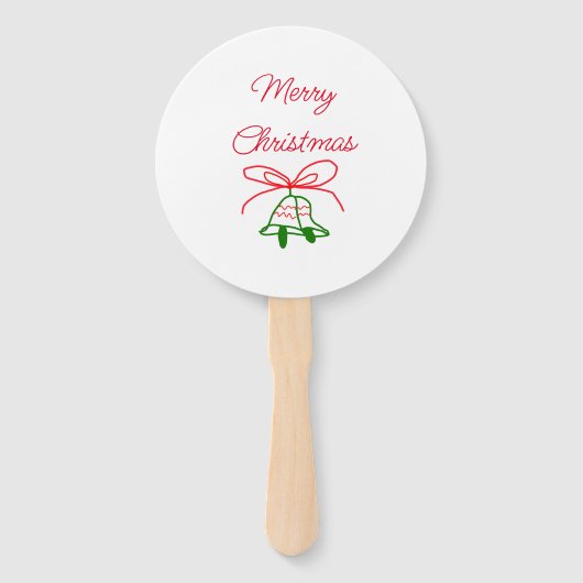 Vrolijk Kerstmis rode boog groene jingle klokken s Handwaaier (Voorkant)