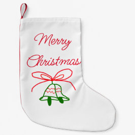 Vrolijk Kerstmis rode boog groene jingle klokken s Kleine Kerstsok