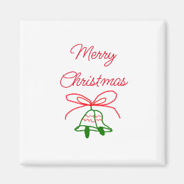 Vrolijk Kerstmis rode boog groene jingle klokken s Magneet