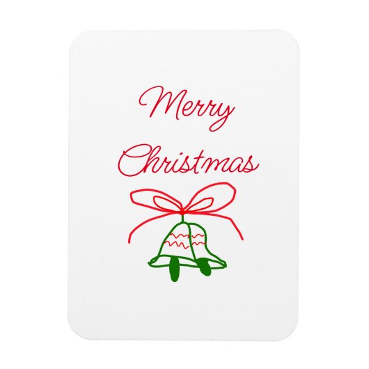 Vrolijk Kerstmis rode boog groene jingle klokken s Magneet (Verticaal)