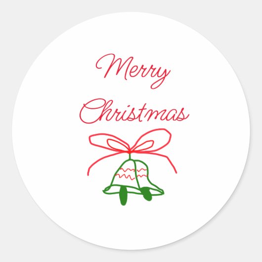Vrolijk Kerstmis rode boog groene jingle klokken s Ronde Sticker (Voorkant)