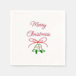 Vrolijk Kerstmis rode boog groene jingle klokken s Servet