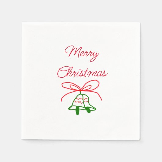 Vrolijk Kerstmis rode boog groene jingle klokken s Servet (Voorkant)