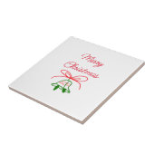 Vrolijk Kerstmis rode boog groene jingle klokken s Tegeltje (Zijkant)