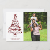 Vrolijk Kerstmis Rode Boom Foto Feestdagenkaart (Voorkant)