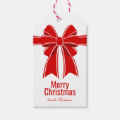 Vrolijk Kerstmis Rode Coquette Bow Gepersonaliseer Cadeaulabel (Voorkant)