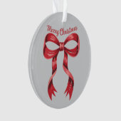 Vrolijk Kerstmis Rode Coquette Bow Girly Ornament (voorkant)