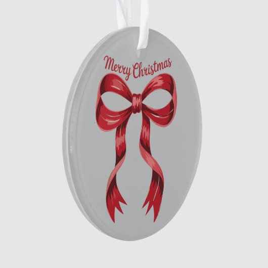Vrolijk Kerstmis Rode Coquette Bow Girly Ornament (voorkant)