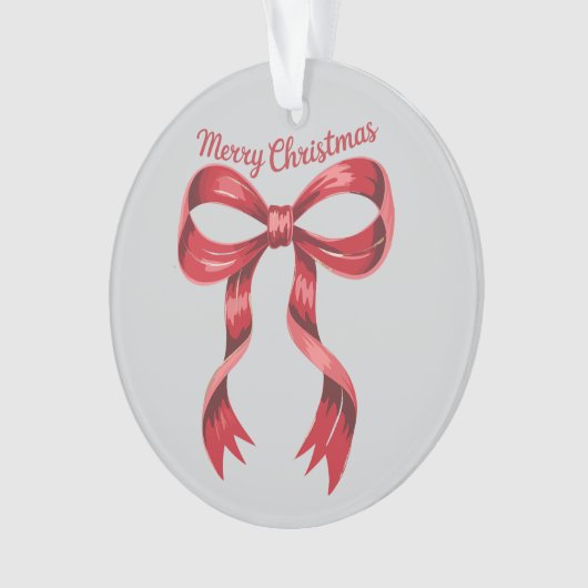 Vrolijk Kerstmis Rode Coquette Bow Girly Ornament (voorkant)
