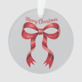 Vrolijk Kerstmis Rode Coquette Bow Girly Ornament (voorkant)