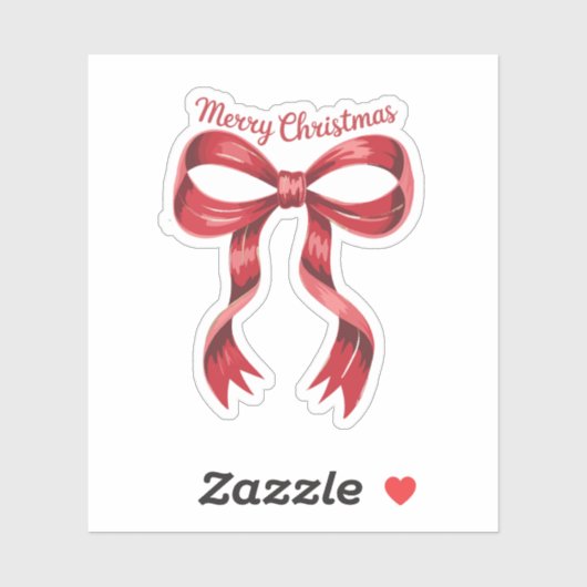 Vrolijk Kerstmis Rode Coquette Bow Girly Sticker (Vel)
