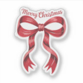 Vrolijk Kerstmis Rode Coquette Bow Girly Sticker (Voorkant)