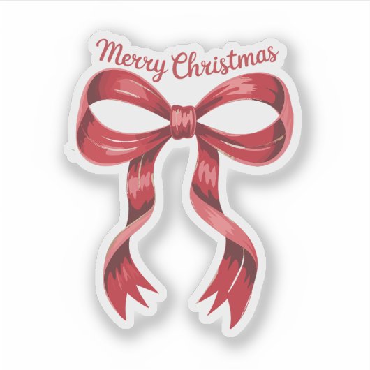 Vrolijk Kerstmis Rode Coquette Bow Girly Sticker (Voorkant)