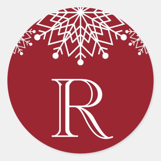 Vrolijk Kerstmis | Rode en Witte Envelope Seal Ronde Sticker (Voorkant)