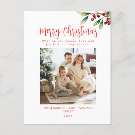 Vrolijk Kerstmis Rode Familie Foto Vakantie Kaart