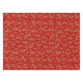 Vrolijk Kerstmis Rode Faux Gouden Folie Script Pat Tafelkleed (Voorkant (Horizontaal))