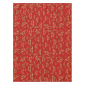 Vrolijk Kerstmis Rode Faux Gouden Folie Script Pat Tafelkleed (Voorkant)
