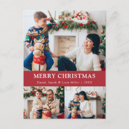 Vrolijk Kerstmis Rode Foto Collage Briefkaart