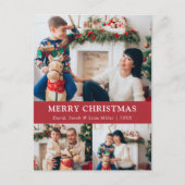 Vrolijk Kerstmis Rode Foto Collage Briefkaart (Voorkant)
