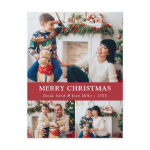 Vrolijk Kerstmis Rode Foto Collage Briefkaart