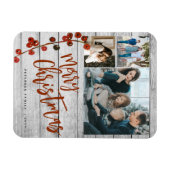 Vrolijk Kerstmis rode foto collage rustiek Magneet (Horizontaal)