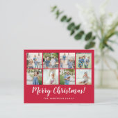 Vrolijk Kerstmis Rode Foto Collage Vakantie Feestdagenkaart (Staand voorkant)