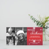 Vrolijk Kerstmis rode gloed witte sneeuw foto groe Feestdagenkaart (Staand voorkant)