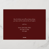 Vrolijk Kerstmis Rode Gouden Kalligrafie Niet Foto Folie Feestdagenkaart (Achterkant)