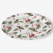 Vrolijk Kerstmis Rode Holly Bessen Gouden Lichten Papieren Bordje (Gekanteld)