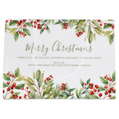 Vrolijk Kerstmis Rode Holly Groen Custom Groot Cadeauzakje (Voorkant)