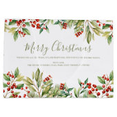 Vrolijk Kerstmis Rode Holly Groen Custom Groot Cadeauzakje (Achterkant)