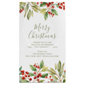 Vrolijk Kerstmis Rode Holly Groen Custom Klein Cadeauzakje (Achterkant)