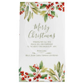 Vrolijk Kerstmis Rode Holly Groen Custom Klein Cadeauzakje (Voorkant)