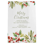 Vrolijk Kerstmis Rode Holly Groen Custom Medium Cadeauzakje (Achterkant)