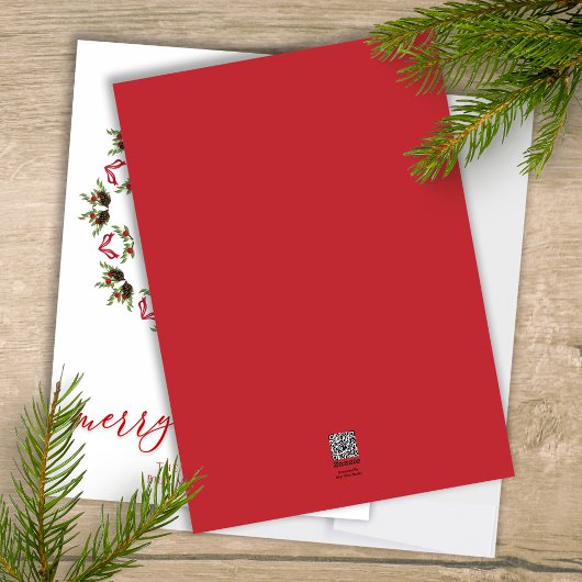 Vrolijk Kerstmis Rode Kalligrafie Één Foto Feestdagenkaart