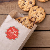 Vrolijk Kerstmis Rode Kalligrafie Script Eenvoudig Ronde Sticker