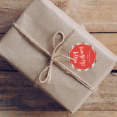 Vrolijk Kerstmis Rode Kalligrafie Script Eenvoudig Ronde Sticker