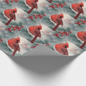 Vrolijk Kerstmis Rode Kardinaal en Bessen Cadeaupapier (Hoek)