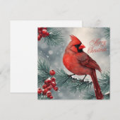 Vrolijk Kerstmis Rode Kardinaal en Bessen Feestdagenkaart (Voorkant / Achterkant)