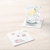 Vrolijk Kerstmis Rode Monogram Bauble Ornamenten Kartonnen Onderzetters (Insitu)