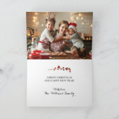 Vrolijk Kerstmis Rode Poinsettia Floral Inside Fot Feestdagen Kaart (Binnen)