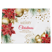Vrolijk Kerstmis rode poinsettia gouden balletjes Groot Cadeauzakje (Voorkant)