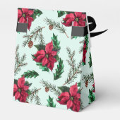 Vrolijk Kerstmis Rode Poinsettia Groen Gift Box Bedankdoosjes (Achterkant)