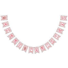 Vrolijk Kerstmis Rode Poot Silhouet w / 2 afbeeldi Vlaggetjes