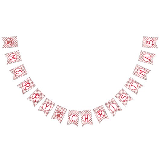 Vrolijk Kerstmis Rode Poot Silhouet w / 2 afbeeldi Vlaggetjes (Alle)