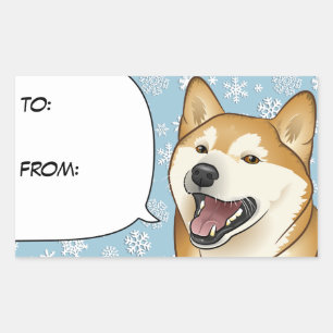 Vrolijk Kerstmis Rode Shiba Inu Gift Label
