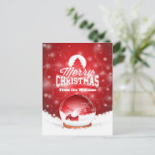 Vrolijk Kerstmis Rode Sneeuwvlokken Gepersonalisee Feestdagenkaart (Staand voorkant)