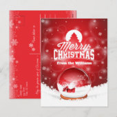 Vrolijk Kerstmis Rode Sneeuwvlokken Gepersonalisee Feestdagenkaart (Voorkant / Achterkant)