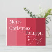 Vrolijk Kerstmis Rode Streep Familie Kerstmis Feestdagenkaart (Staand voorkant)